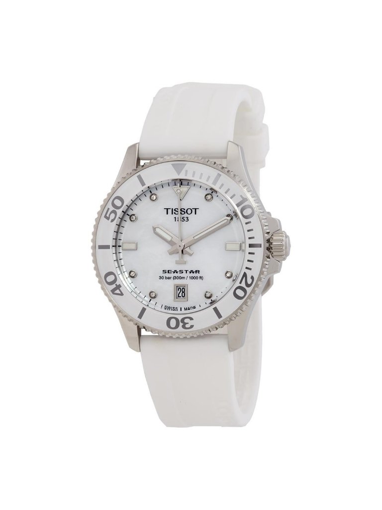 Nwt Tissot Seastar Quartz Diamond White Mother Of Pearl Dial Unisex Watch